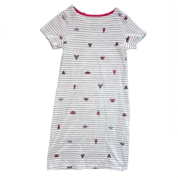JOULES Riviera Butterfly Moth Cream Stripe T-shirt Dress Size 6 Short Sleeve - Picture 1 of 10